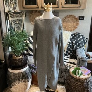 Gray Knit Sweater Dress
